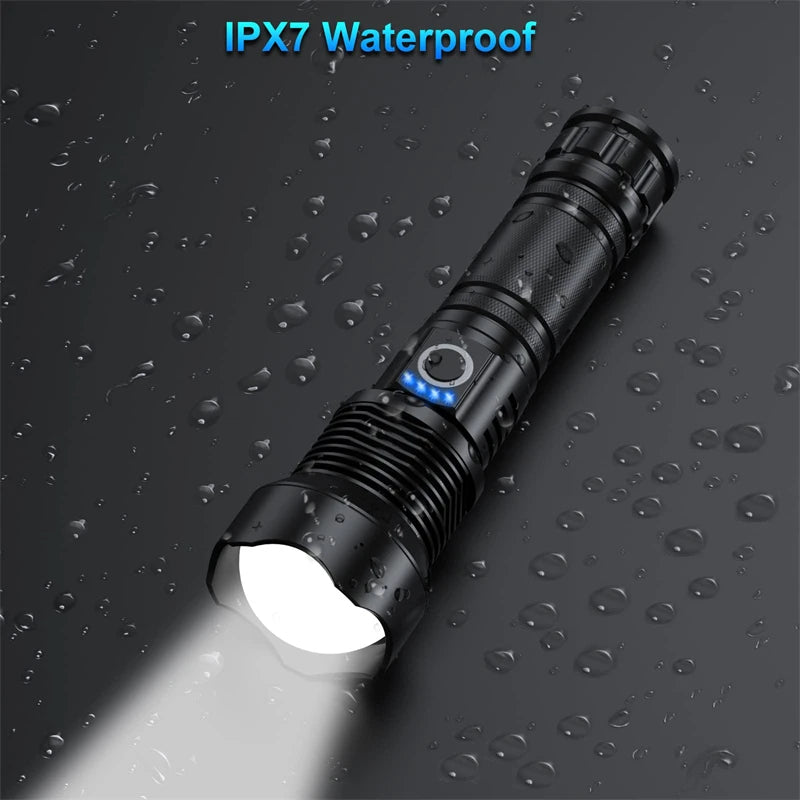 1~2 Pack Rechargeable Flashlight 100000 High Lumen Waterproof LED Flashlight for Emergencies High Powered Flashlight with 5 Mode