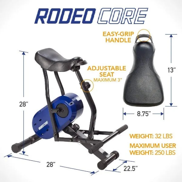 Daiwa Rodeo Core Compact Exercise Equipment For Home Workouts - Full Body Fitness Machine Targets Abs, Legs, & Butt (Blue)