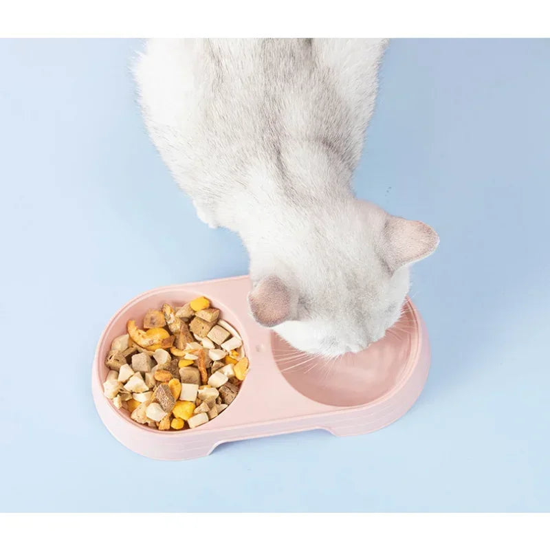 Double Pet Bowls Dog Food Water Feeder Plastic Pet Drinking Dish Feeder Cat Puppy Feeding Supplies Small Dog Accessories