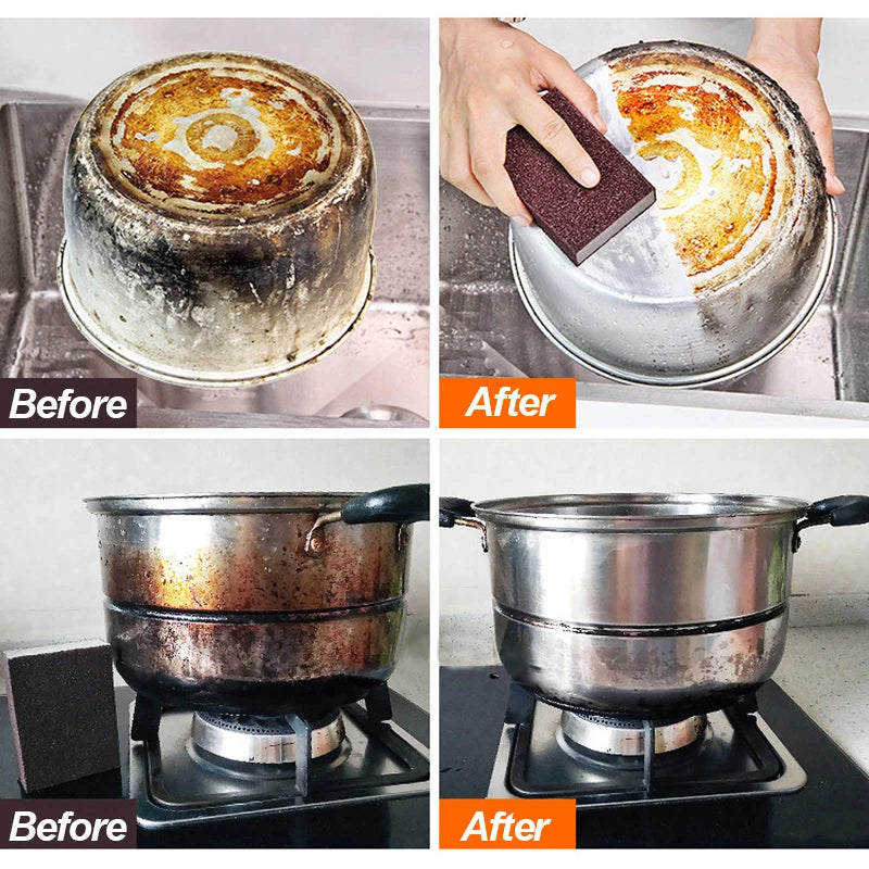 Sponge Magic Eraser Descaling Emery Cleaning Brush Silicon Carbide Descaling Cleaning Brush Stove Top Pot Kitchen Tools