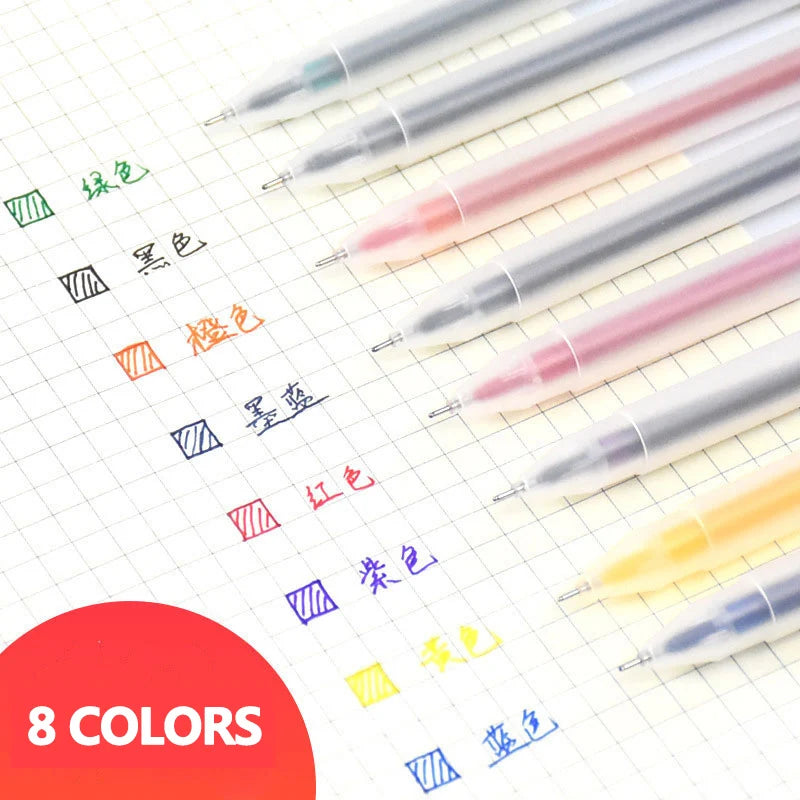 12 PCS Colored Gel Pens  8 colors 0.5 mm fine point Watercolor drawing Pen for journal School supplies Stationery