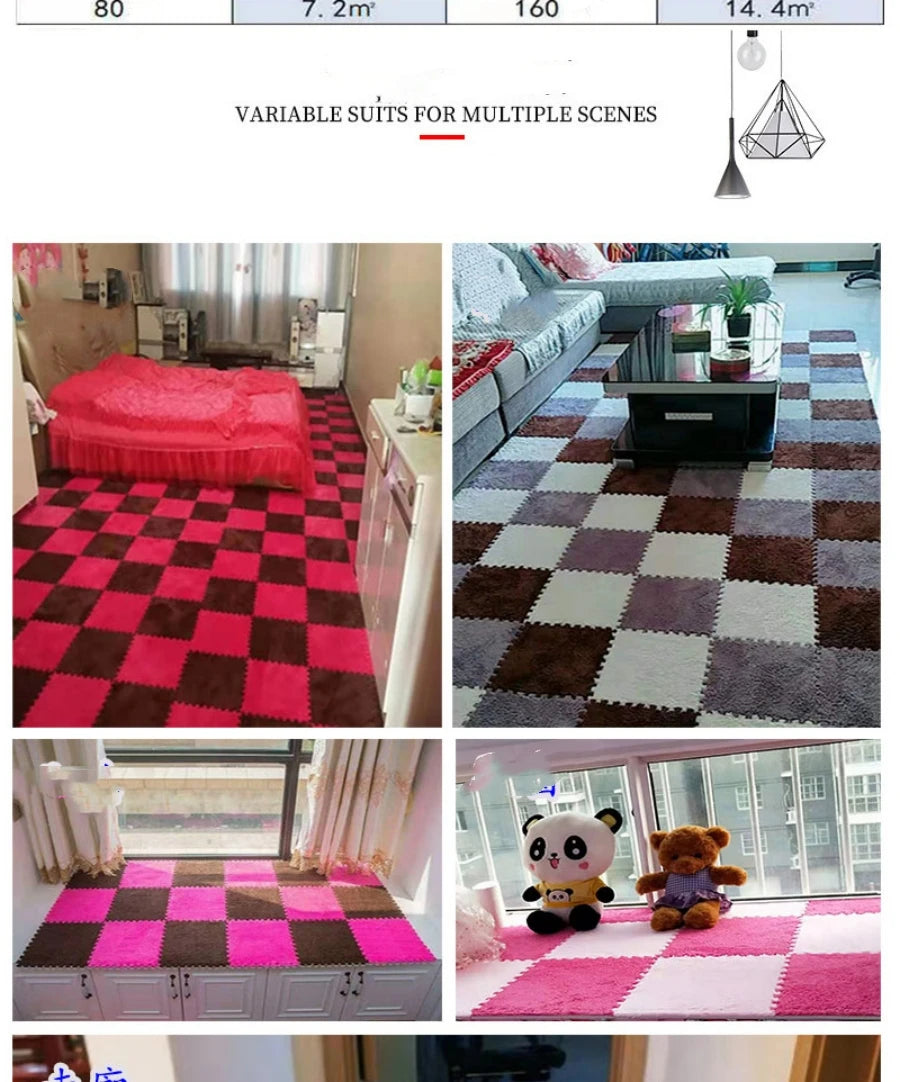 5/10/20 Pcs DIY 30*30*1.1-1.2cm Thick Living Room Bedroom  Kids Room Soft Carpet Magic Patchwork Jigsaw Splice Baby Climbing Mat