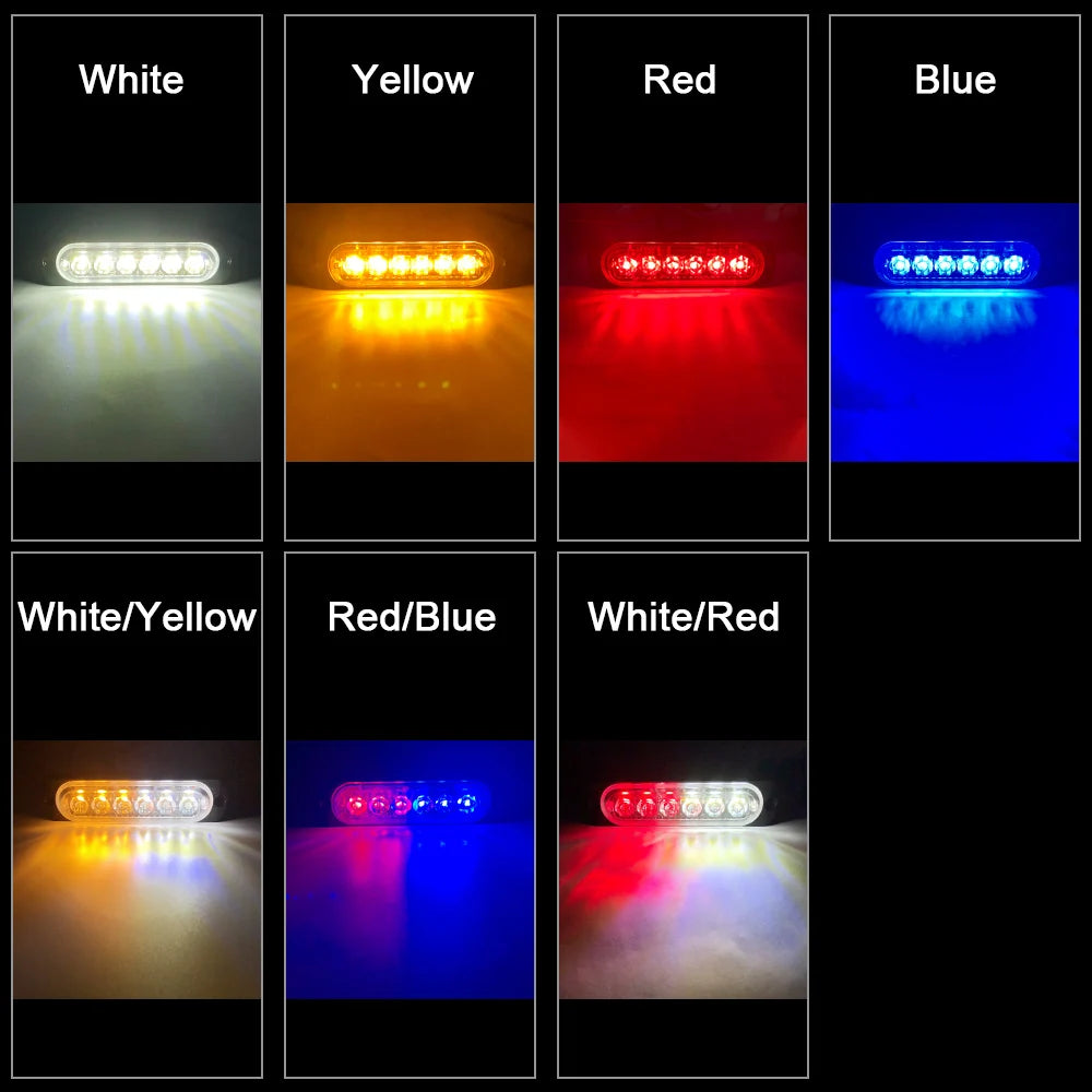 6 LED Car LED Strobe Warning Light Police Stroboscopes Flashing Emergency Bar Trailer Beacon For Vehicles Truck ATV Blue 12V 24V