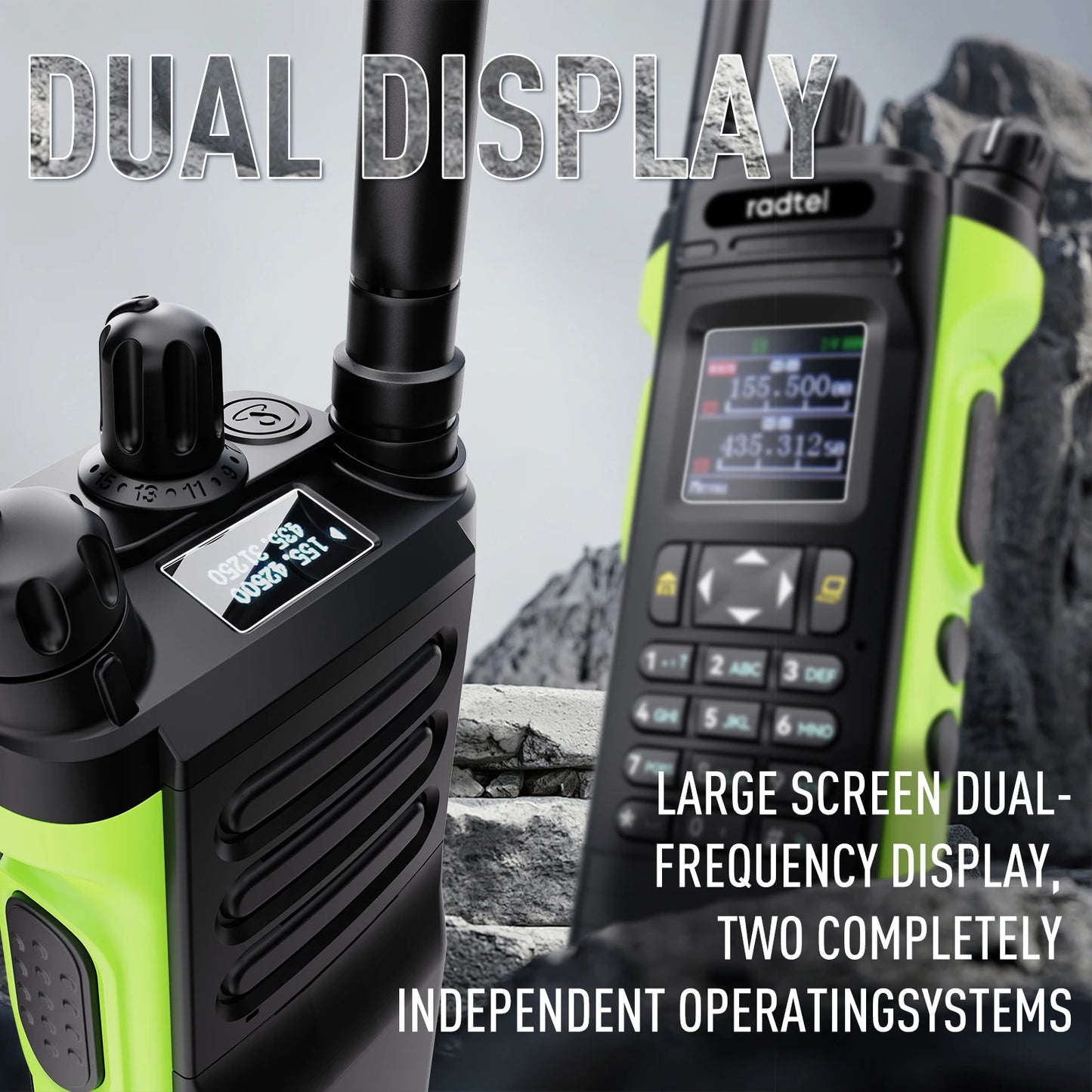 Radtel R8000（APX-8000） 136-174/400-520Mhz Ham Radio Dual Display Air Band Walkie Talkie Long Range Portable Two-Way Radio