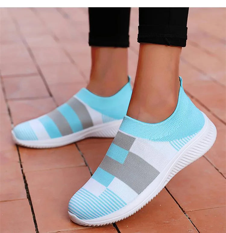 Women Shoes Mix Color Summer Shoes Casual Sneakers Women Elastic Breathe Sport Sneaker Female Flat Shoes Sports Tennis For Lady