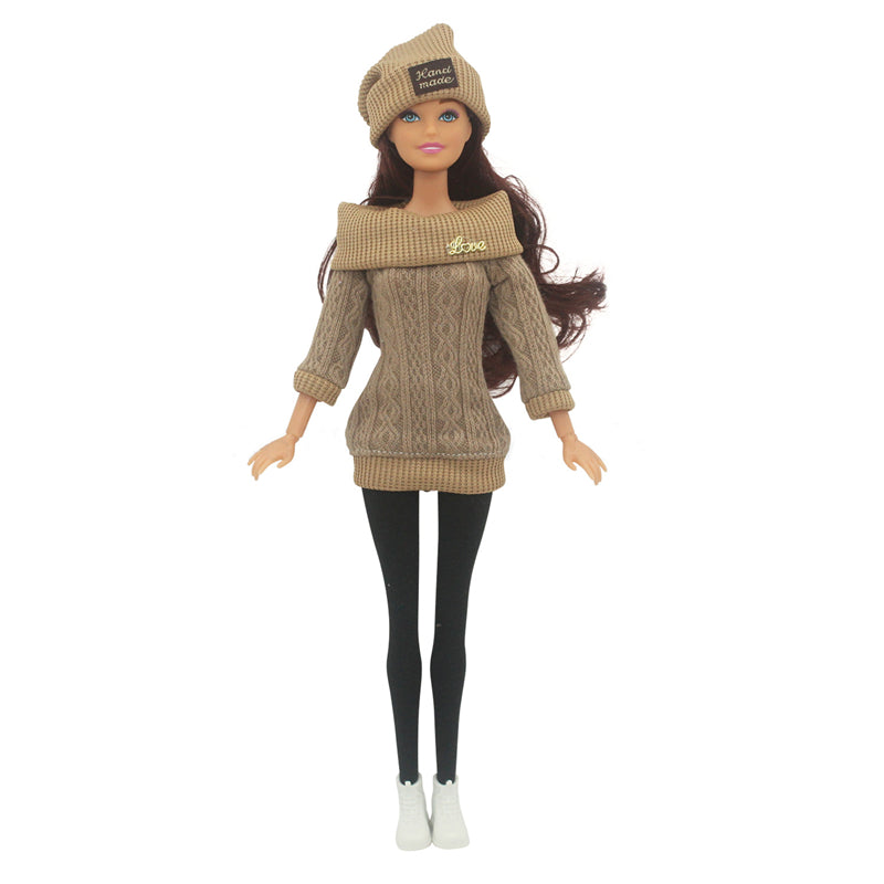 30cm Doll Full Set 1/6 Female Doll with Clothes and Hat Sweater Girls Dress Up Toys Gifts