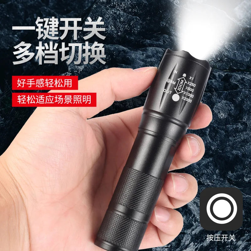 Powerful T6 LED Flashlight Super Bright Aluminum Alloy Portable Torch USB 3AAA Battery Outdoor Camping Tactical Flash Light