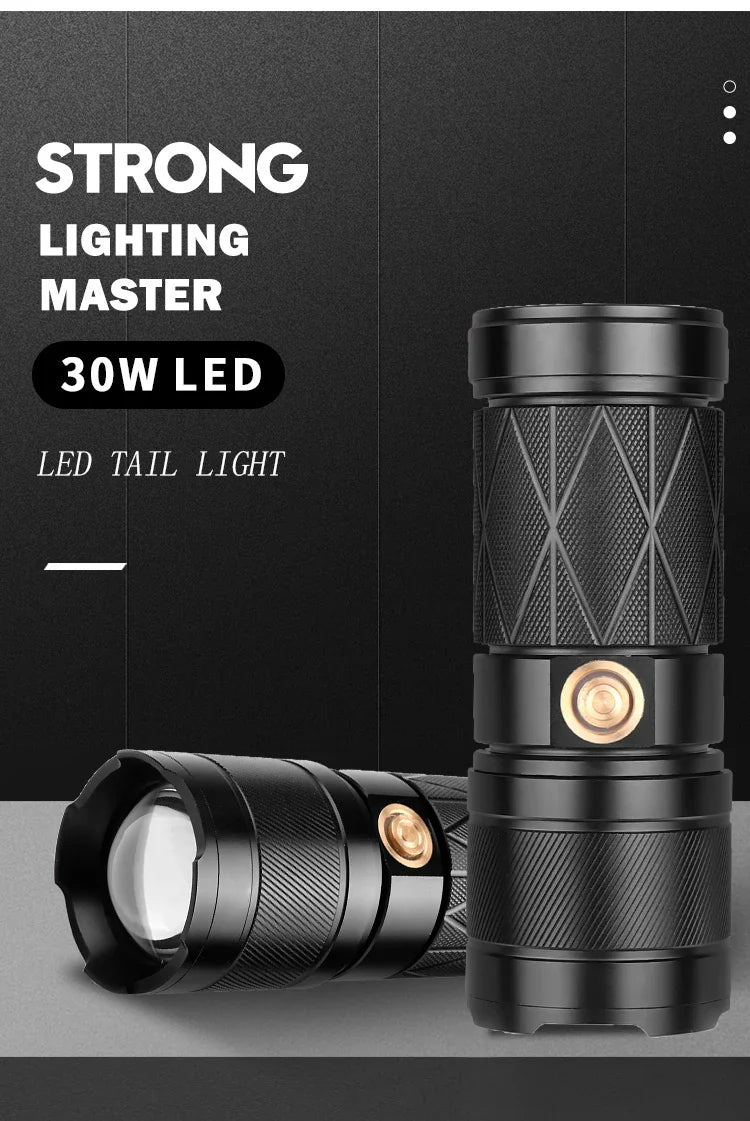 Adjustable Flashlight Zoom White Laser Flashlights with Output Far Shot Super Bright Flashlight Outdoor Camping Emergenc