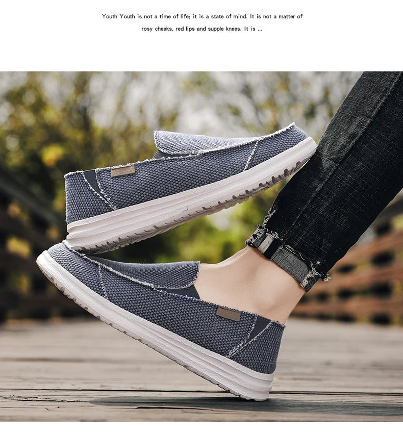 Summer Denim Canvas Men Breathable Casual Shoes Outdoor Non-Slip Sneakers Comfortable Driving Shoes Men's Loafers Big Size 39-47