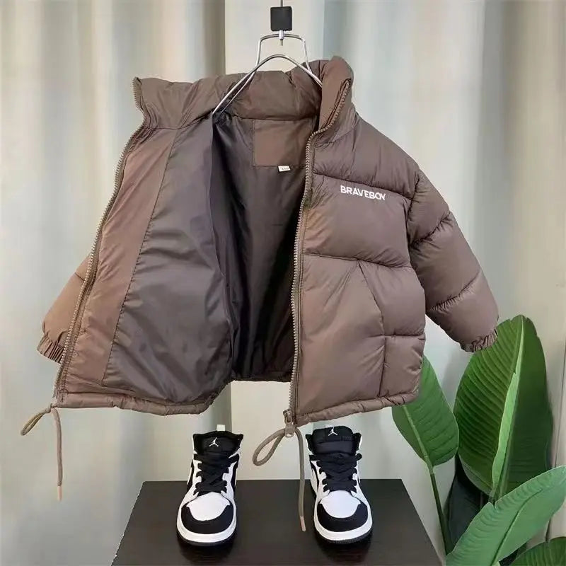 Boys Winter Cotton Clothes 2023 Latest Children's Fashionable Trend Winter Korean Edition Boys Free Wash Thickened Coat Trend