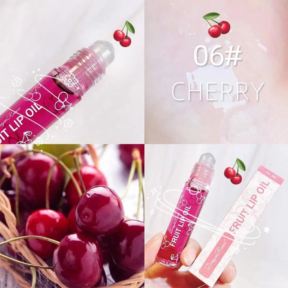 1pc Transparent Hydrating Lip Gloss Fruit Roll-on Balm Lip Makeup Primer Moisturizing Clear Lip Oil Long Lasting Cosmetics