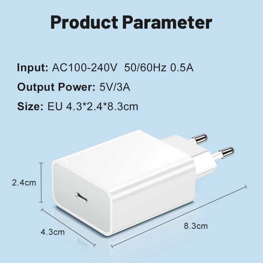 PD Fast Charger USB Type C Charger Quick Charge For iPhone 15 14 13 12 Pro Max Mini X XS Fast Charging EU/US Plug Phone Charger