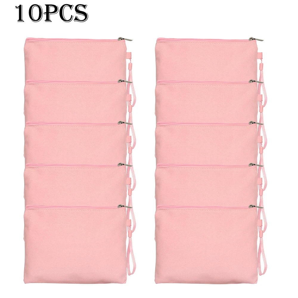 10PCS Canvas Zipper Make Up Bag DIY Blank Non Customized Teacher/Birthday Gift Toilet Kit Cosmetic Bag Mini Makeup Pencil Pouch