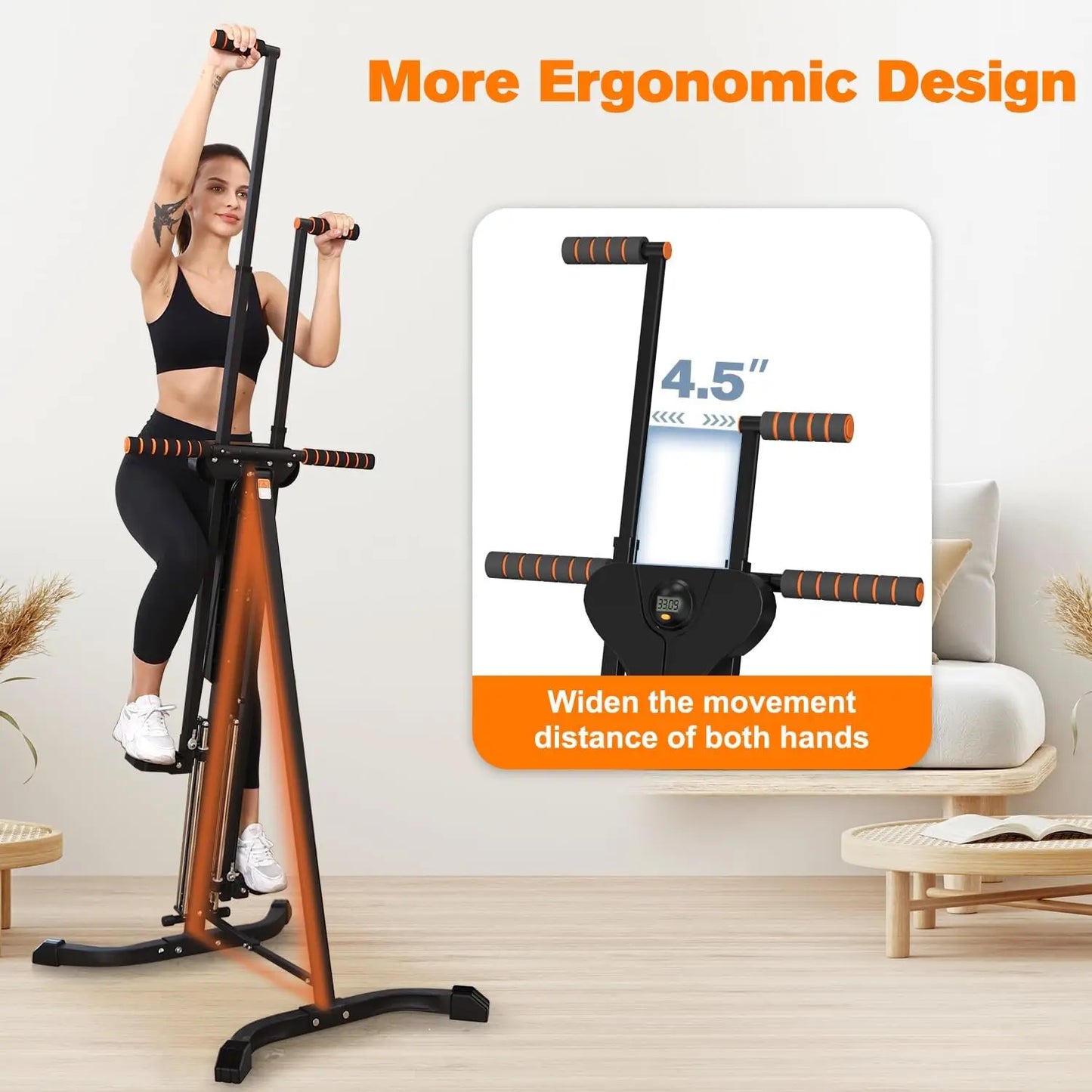 Climber Exercise Machine for Home Gym with 4 Metal Guide Rails Folding Exercise Climber Cardio Workout Machine 5-Level Heights S