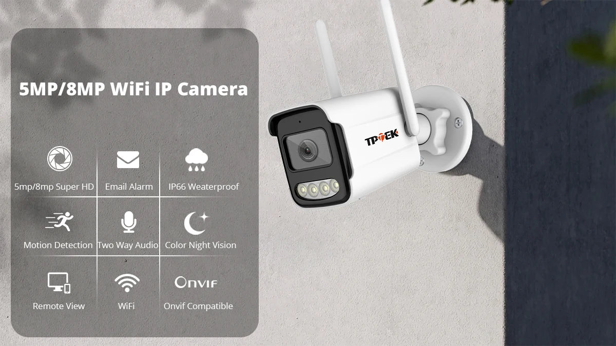 8MP 4K IP Camera Wifi Wireless 5MP AI Human Detect iCSee CCTV Bullet Outdoor Surveillance Security Protection Video Camera Cam