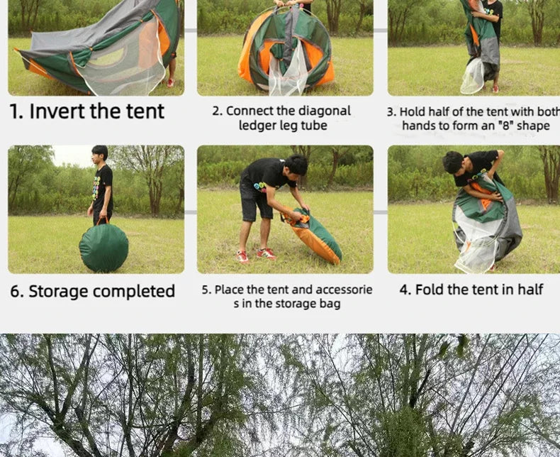 Portable Hand Throwing Tent Outdoor Camping Folding Fully Automatic Tent 3-4 People Beach Easy Quick Opening Two People