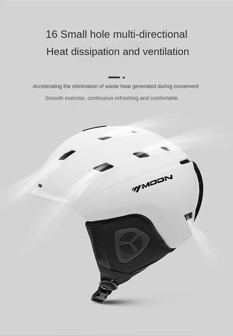 MOON Snow Visor Integrated Forming Safety Protective Equipment with Glasses, Skiing Helmet, Outdoor Sports, Winter