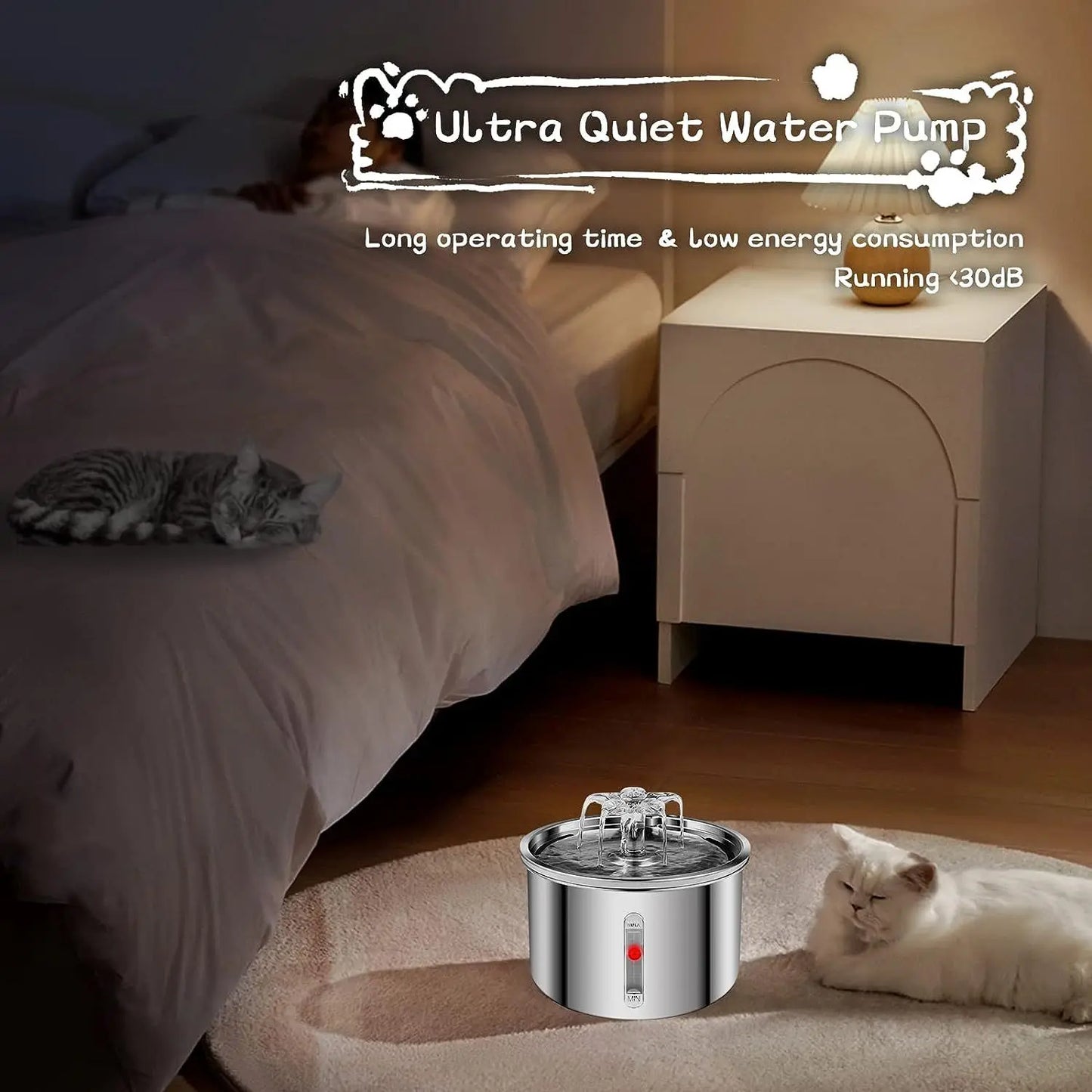 Dog Water Dispenser Automatic Pet Water Feeder 2L 100% Stainless Steel Pet Cat Water Fountion Easy to Clean and Use