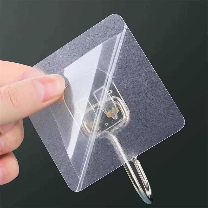 1PCS Black Transparent Hook Multifunctional Wall Strong Adhesive Hook Door KeyChain Clothes Hat Hook Bathroom Kitchen Accessori