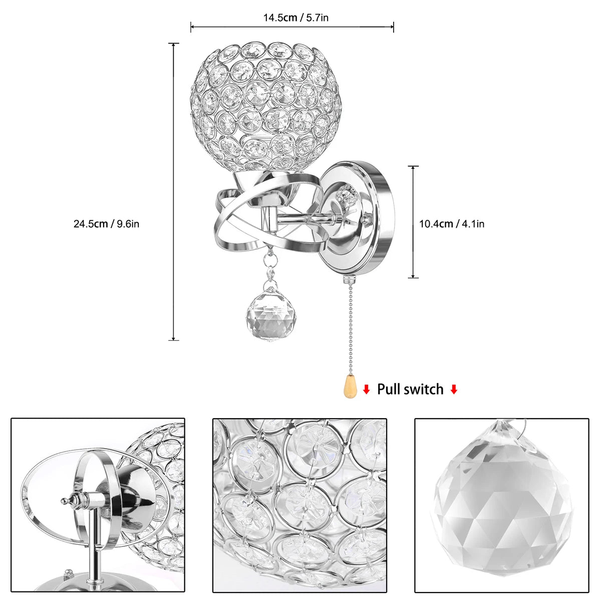 European Style Wall Lamp Simple And Creative Bedroom Bedside Crystal Lights Wall Sconce Crystal Wall Light Lamp E27 Dropshipping