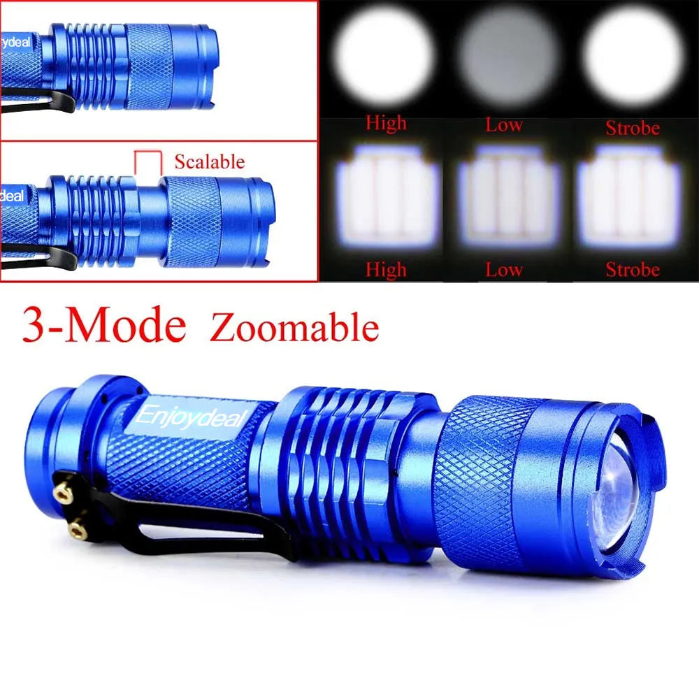 300Lumens 7W Waterproof Lanterna Zoomable Led Flashlight Red Light Torch 3Mode Penlight Portable Led Lights for AA/14500 battery