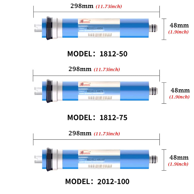 50 75 100 125 400GPD Home Kitchen Reverse Osmosis RO Membrane Replacement Water System Filter Purifier Water Drinking Treatment