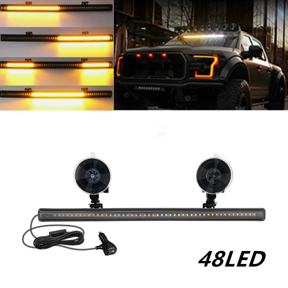 Car LED Police Lights Windshield Strobe Lights for Truck 48LED Emergency Hazard Lamps Signal Warning Light Car Flashing Lighting