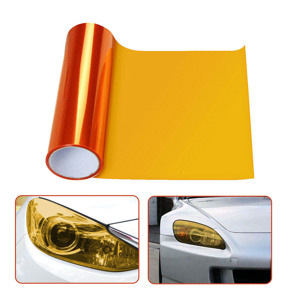 1Pc Amber Orange Headlight Taillight Fog Light Film PVC Vinyl Film Cover Protective Car Light Stickers Car Exterior Accessories