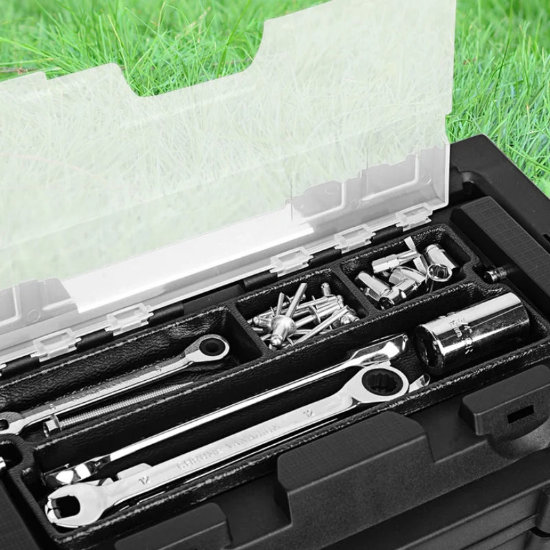 Stainless Steel Tool Box Large Toolbox Protable Tool Organizer For Mechanics Empty Tool Suitcase Electrician Tool Storage Box