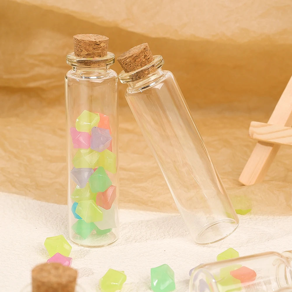 10PCS 5ml-20ml Small Glass Bottles with Cork Stoppers DIY Decoration Mini Glass Vials Cork Message Glass Vial Wishing Bottles