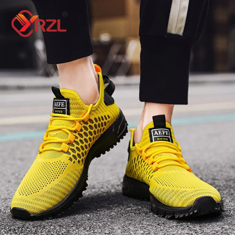 YRZL Mens Running Shoes 2024 Mens Sneakers Shoes Mesh Breathable Outdoor Tennis Walking Training Shoes for Men Plus Size 40-47