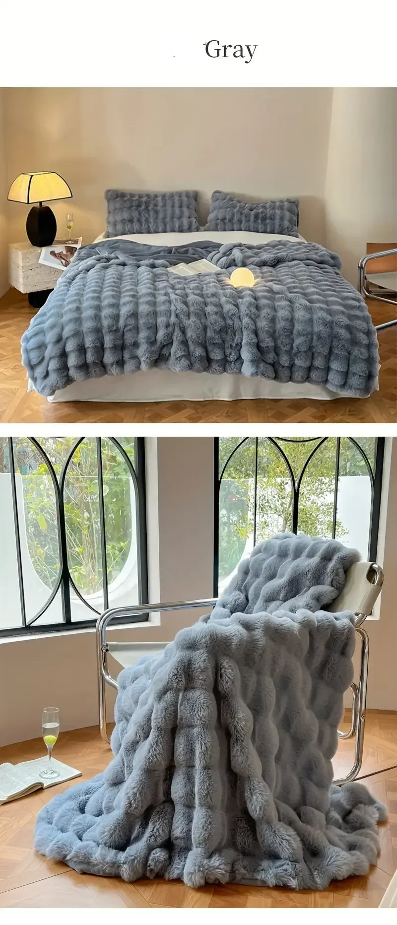 Faux Fur Plush Throw Blanket Warm Winter Double-sided Blankets for Bed Luxury Plaid Shaped Couch Cover for Sofa Pillow Case Gift