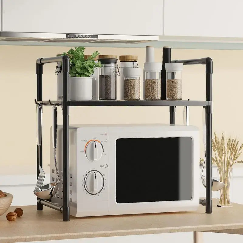 drilling-free Microwave Stand Countertop Kitchen Shelf CounterTop rack Adjustable Heavy Duty Utility Storage Shelf With Hook