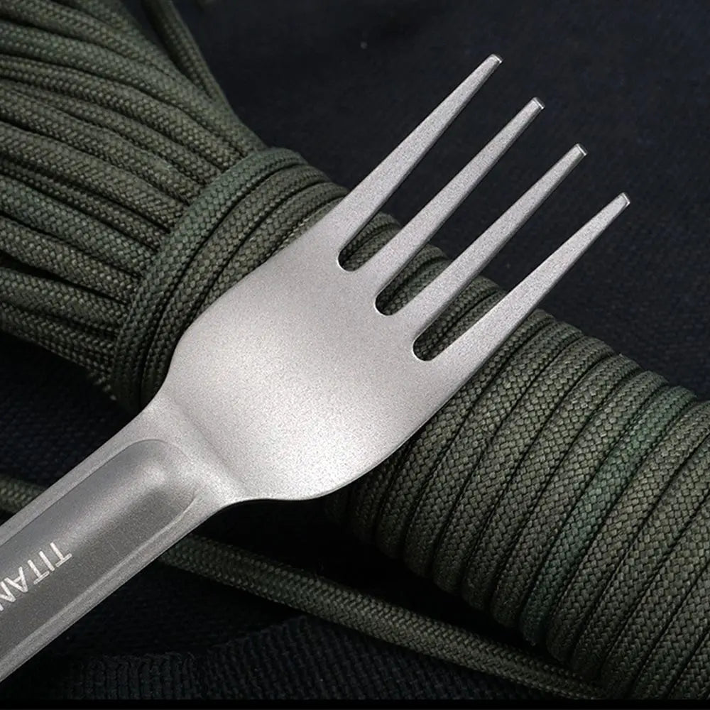 Titanium Tableware Outdoor Camping Portable Picnic Titanium Spoon Cookware Titanium Alloy Fork Ultralight Pure Titanium Spork