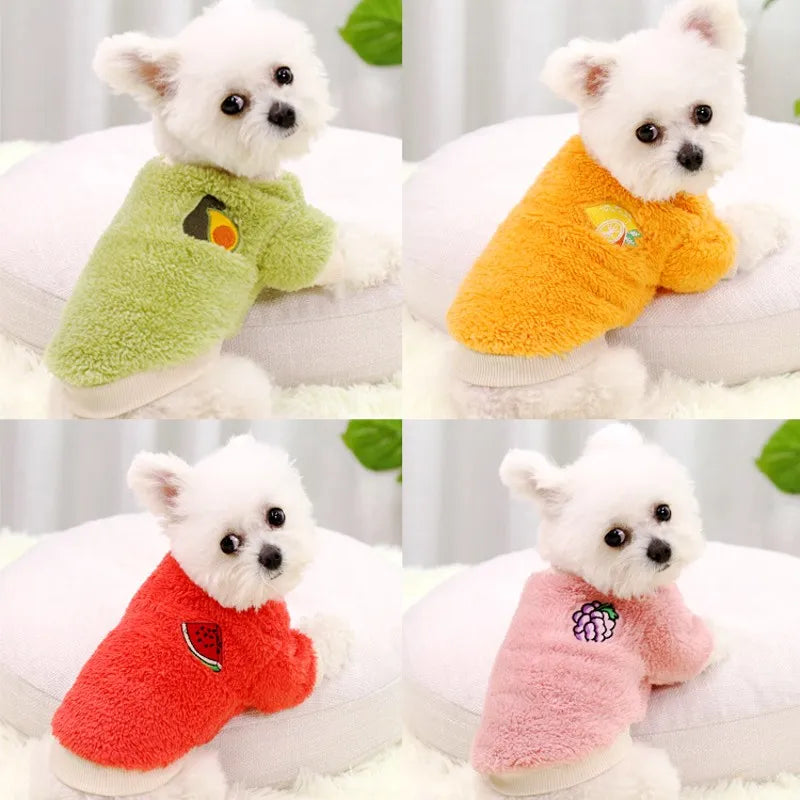 Cute Fruit Print Dog Hoodies Warm Pet Dog Clothes Luxury Puppy Coat Jacket Winter Cat Pullover Chihuahua French Bulldog Clothes