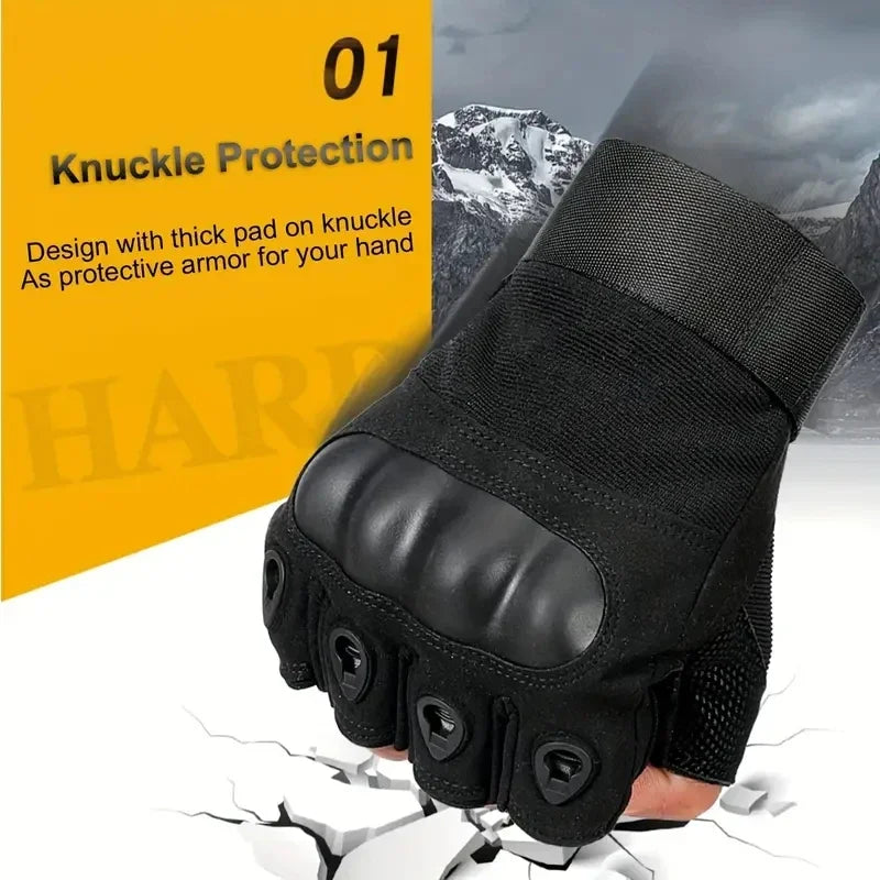 Outdoor Tactical Gloves Half Finger Paintball Airsoft Shot Combat Anti-Skid Men Bicycle Camping Hunting Gloves Protective Gear