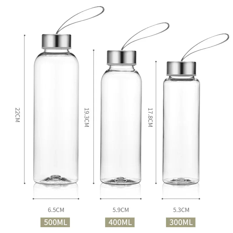 Plastic Transparent Round Portable Water Bottles Outdoor Hiking Yoga Bicycle Sports Travel Carrying for Water Bottle Drinkware