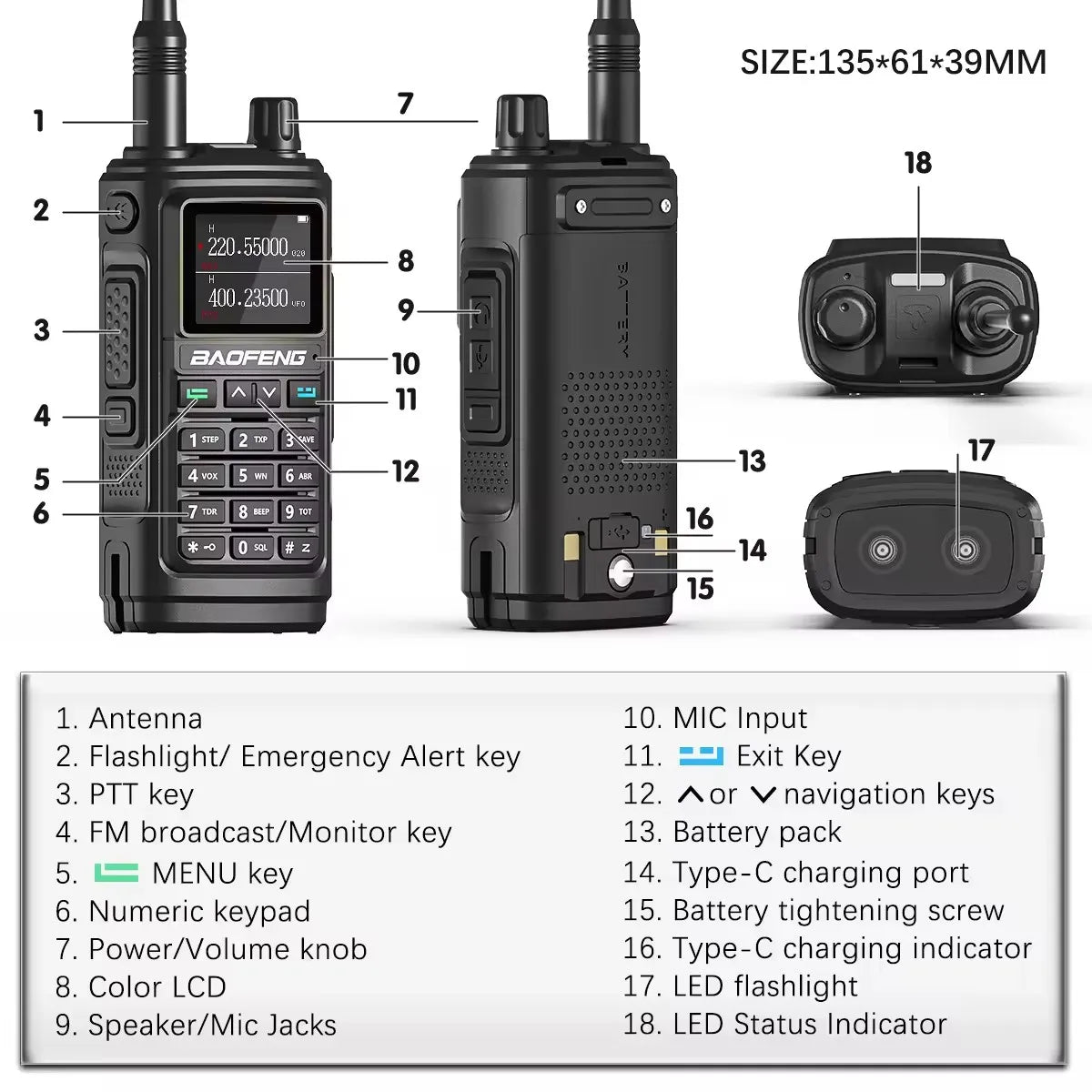 BaoFeng UV-17M Walkie Talkies Six Bands Wireless Copy Frequency Poweful Two Way Radio Long Range Ham Radio UHF VHF For HunTing