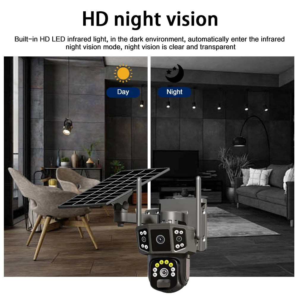 Linook V380, CCTV,4K dual lens,outdoor security network camera,wireless WIFI solar closed-circuit television,4G sim solar camera