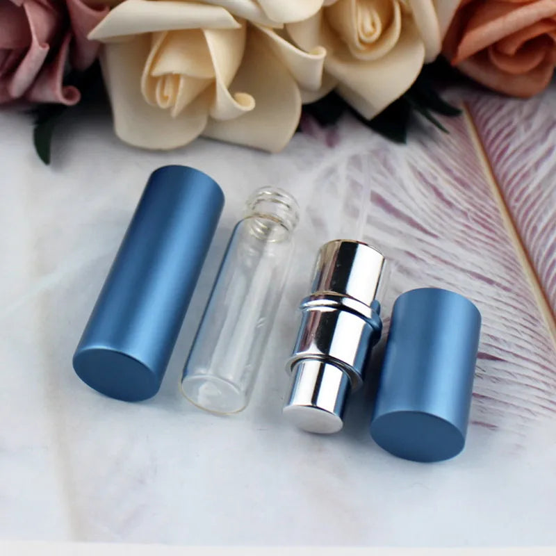 1PC 5ml 10ml Portable Mini Perfume Glass Bottle Travel Aluminum Spray Atomizer Empty Metal Parfume Atomiser Sprayer