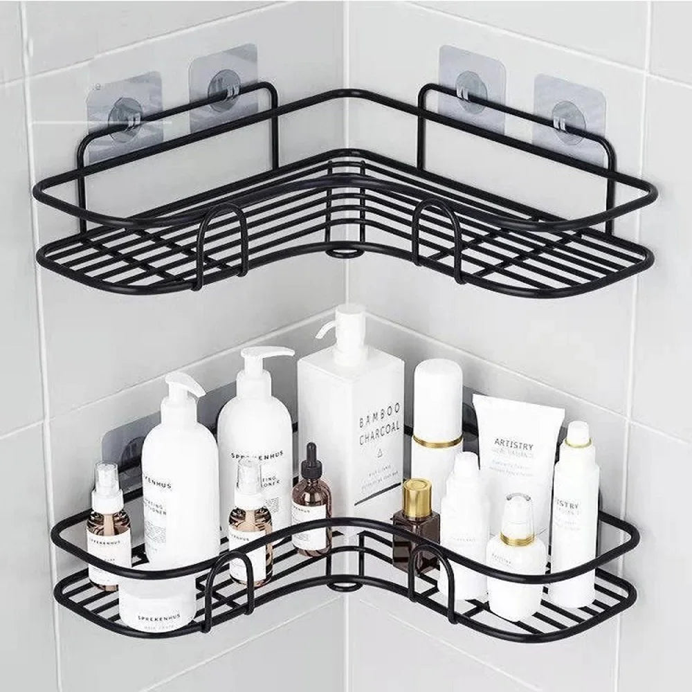 Wall Shelf Kitchen Organizer Shelves Bathroom Shelf Corner Iron Shower Caddy Storage Rack Shampoo Holder Bathroom Accessories