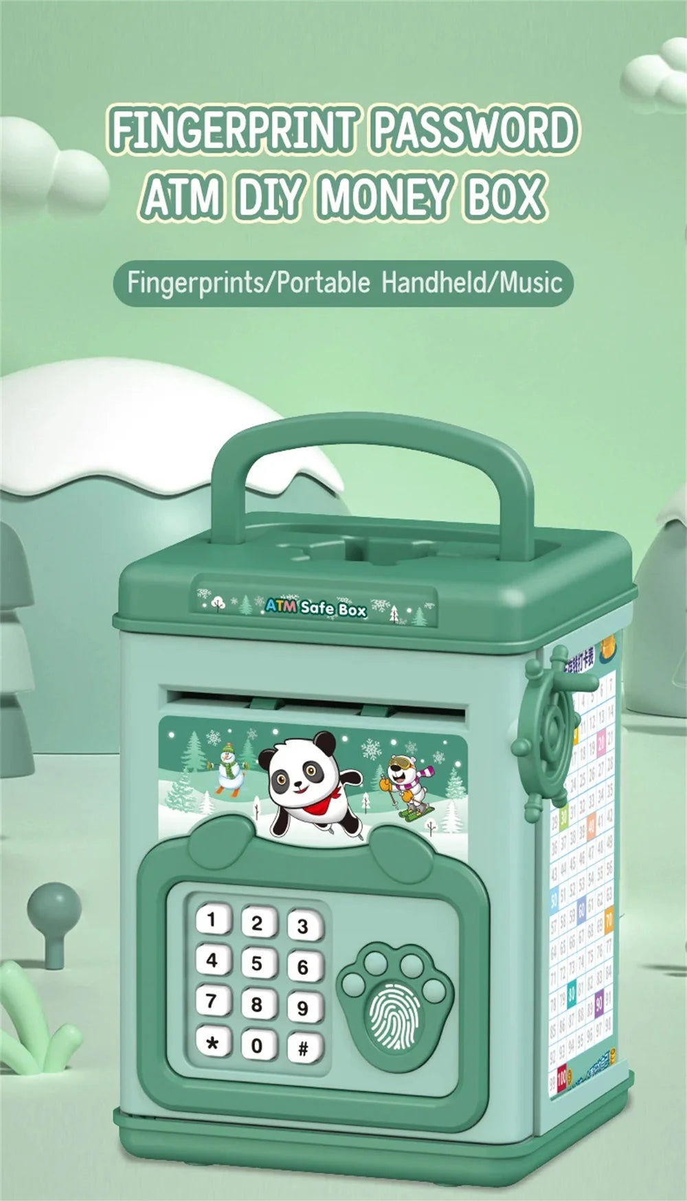 Secure Your Money With This Fun Music Cartoon Fingerprint Password Box - Perfect For Kids!