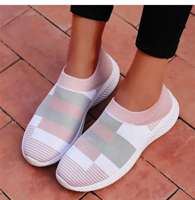 Women Shoes Mix Color Summer Shoes Casual Sneakers Women Elastic Breathe Sport Sneaker Female Flat Shoes Sports Tennis For Lady