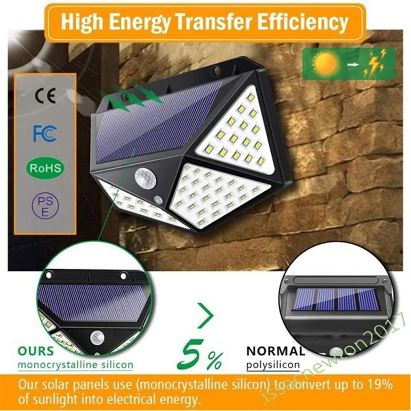 2/4/6/8/12Pcs 100 LED Solar Wall Light Outdoor Solar Lamp PIR Motion Sensor Solar Powered Sunlight Street Light for Garden Light