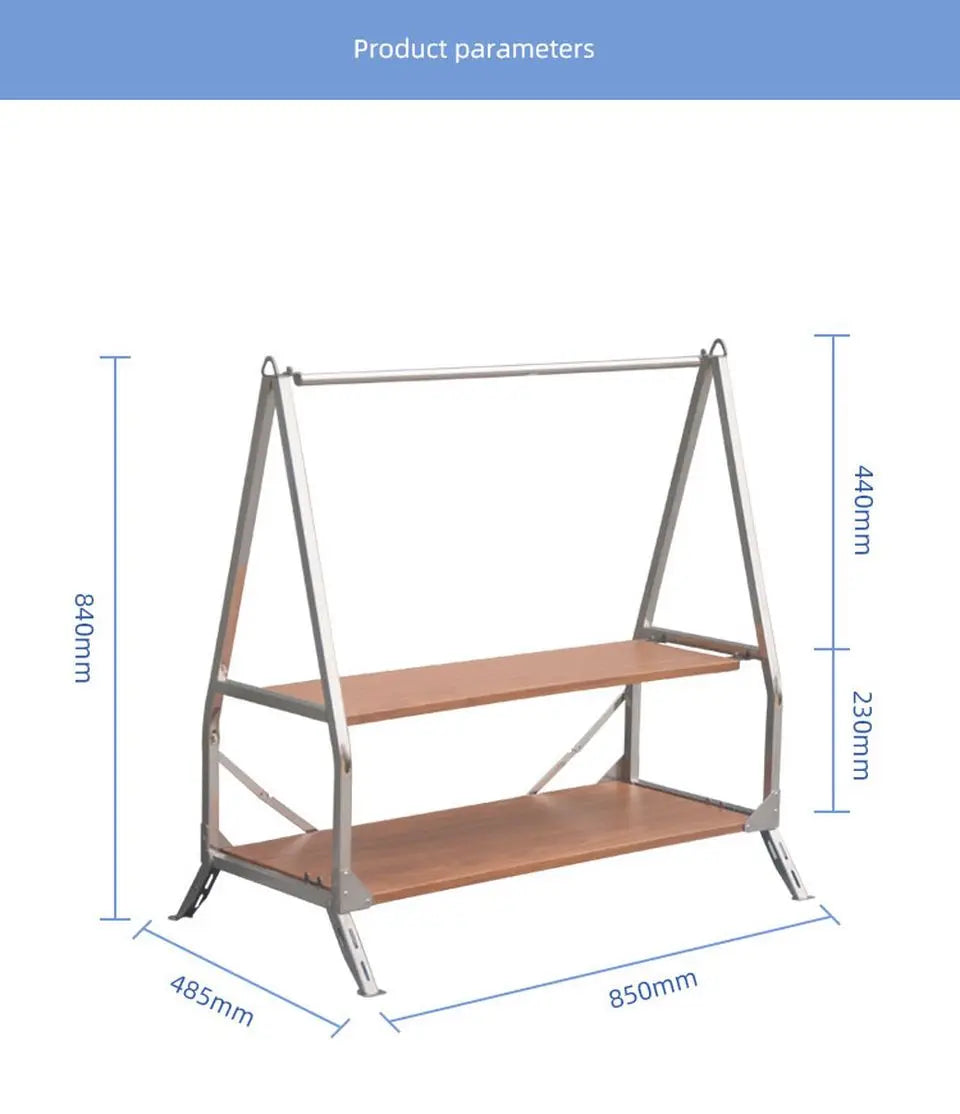 Outdoor Camping Storage Shelf Portable Folding Shelf Storage Rack Garden Stainless Steel Stand Camping Accessories