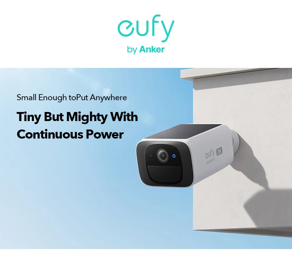 eufy security S220 SoloCam Solar Security Camera Wireless Outdoor Camera Continuous Power 2K Resolution Wireless