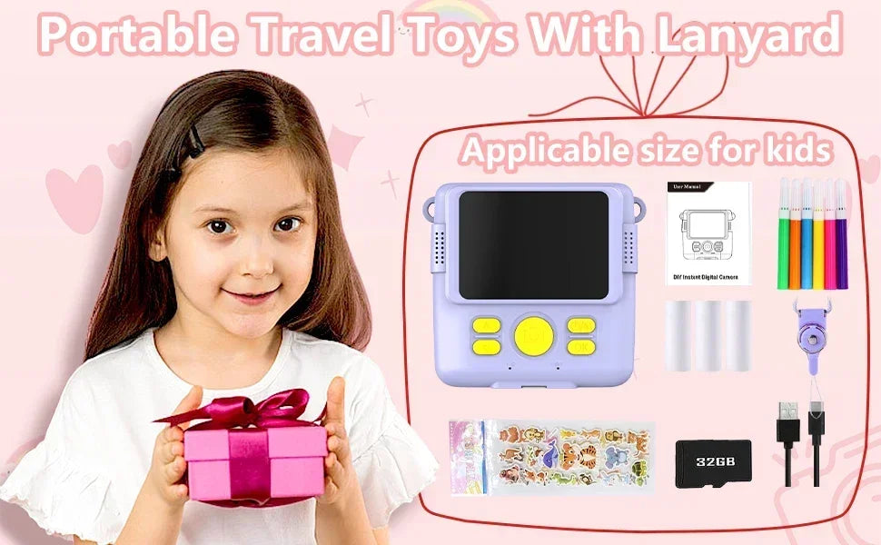 Instant Print Camera for Kids,   Camera for Toddler with Multi-Image, Christmas Birthday Gifts for 3-12-Year-Old Boys and Girls