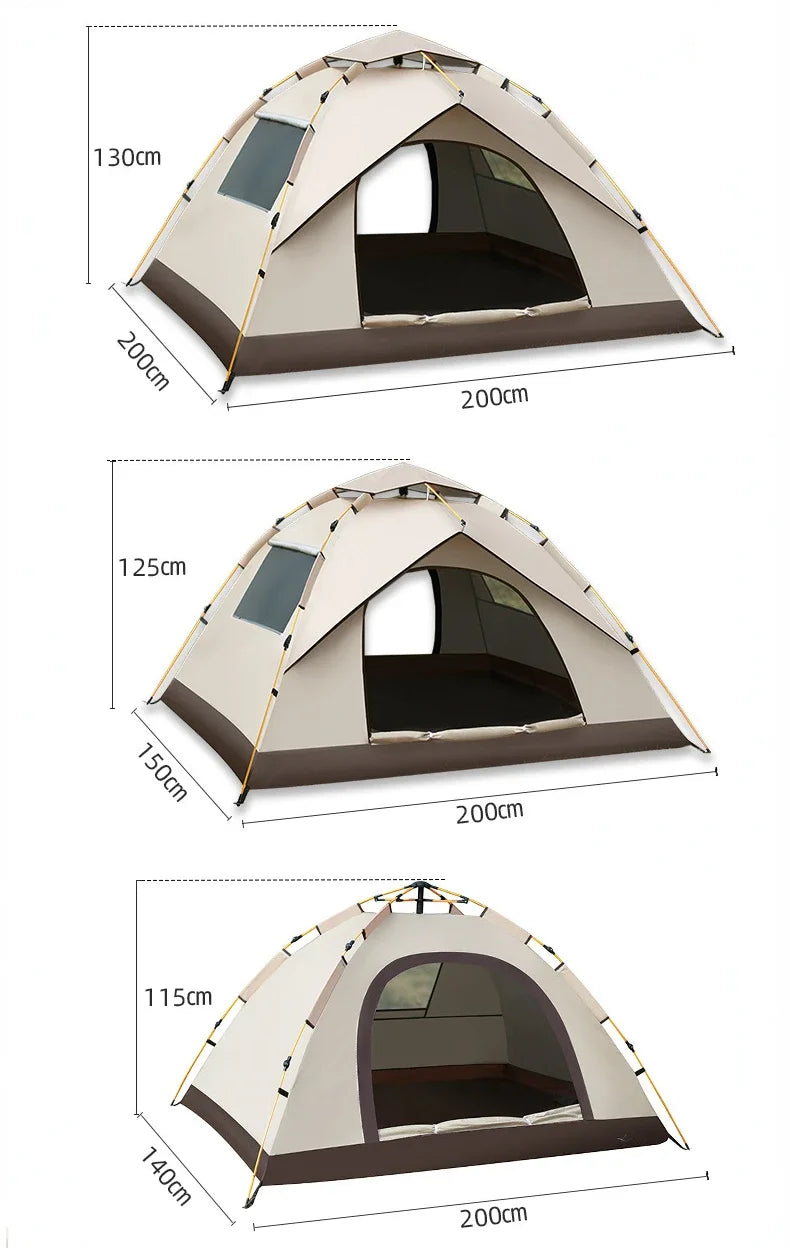 2 3 4 Person Outdoor Camping Family Automatic Waterproof Quick Opening Tent Mosquito Proof Party Portable Beach Hiking Cycling