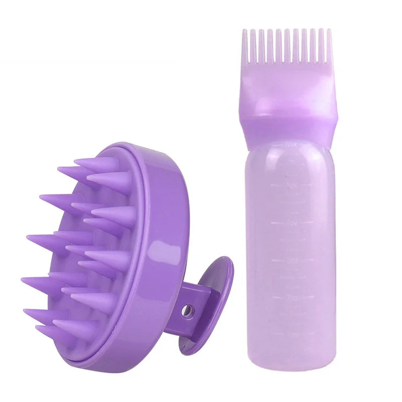 2pcs Hair Dye Refillable Bottle Applicator Comb Hair Massager Brush Air Cushion Comb Set Hair Coloring Hairdressing Styling Tool