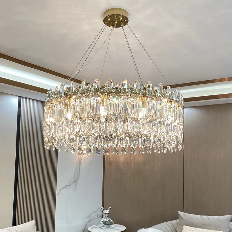 Light Luxury Crystal Pendant Gorgeous Chandelier Living Room Kitchen Light Creative Simple Luxury Atmospheric Led Decorative